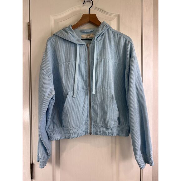 No Comment NY LA Women's Light Blue Corduroy Zip Up Jacket Size XL - Picture 1 of 10